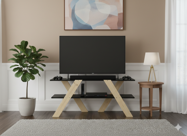 Rack para TV Estilo Nórdico 120 cm | Melamina y Patas de Pino – Santiago de Chile