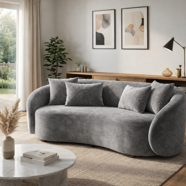 Sofá  Curvo de Diseño Orgánico | Confort Densidad 30 y Resortes