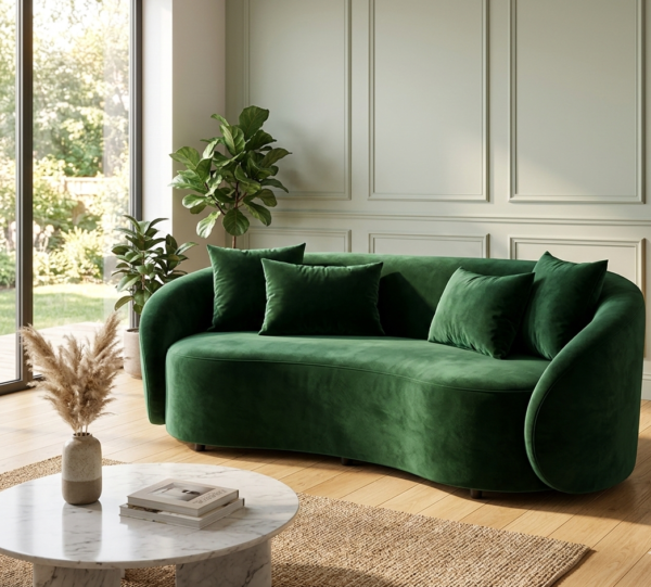 Sofá  Curvo de Diseño Orgánico | Confort Densidad 30 y Resortes